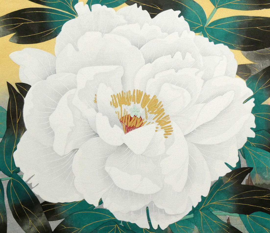 中島千波「紅白富貴花（牡丹）」木版画 絵画買取・販売の小竹美術