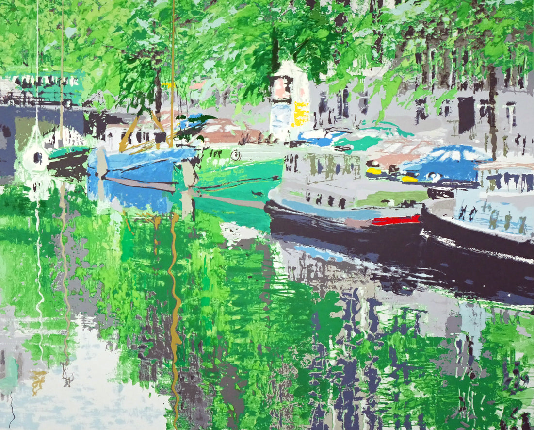 小田切訓「西教会のある運河（オランダ）」シルクスクリーン版画 絵画