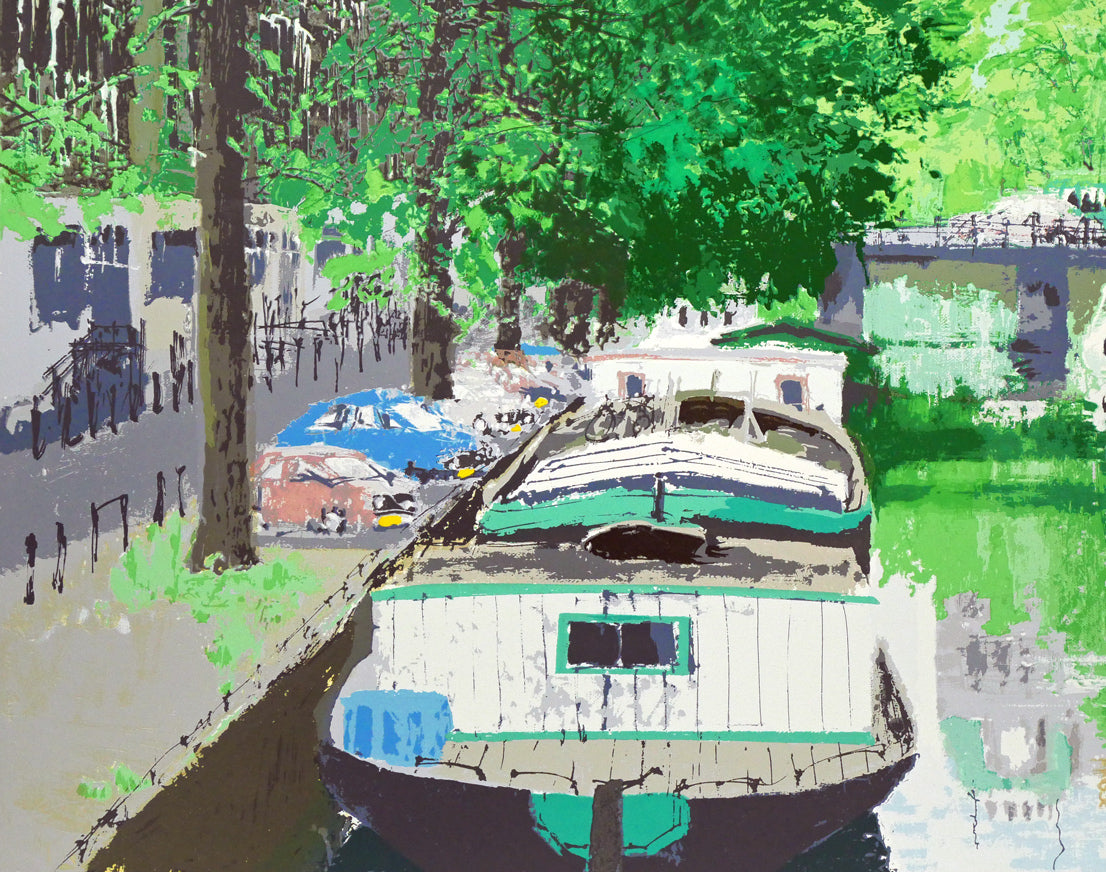 小田切訓「西教会のある運河（オランダ）」シルクスクリーン版画 絵画