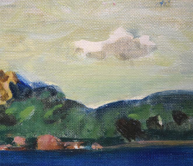 小野垣哲之助「摩周湖」油絵・F3号 絵画買取・販売の小竹美術