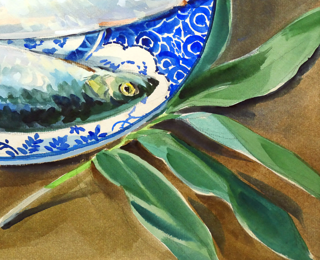 繁野三郎「春告魚（ニシン）」水彩画・8号 絵画買取・販売の小竹美術