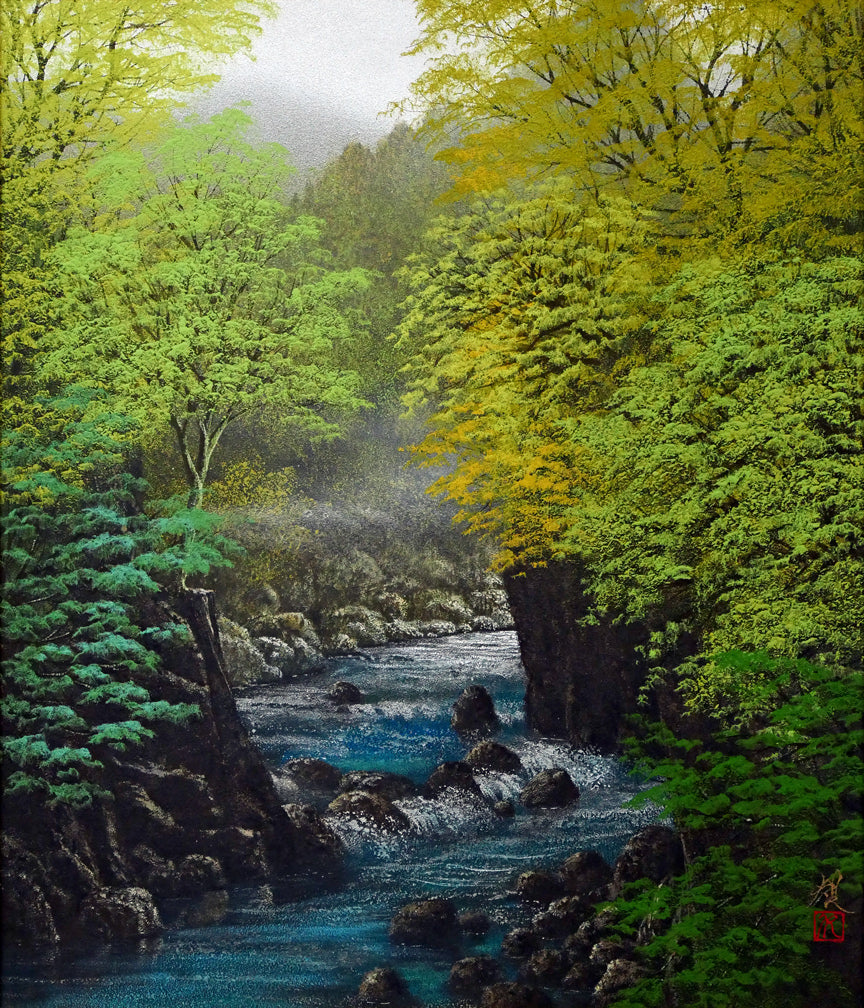 清水規「錦雲渓緑彩」日本画・F10号 絵画買取・販売の小竹美術