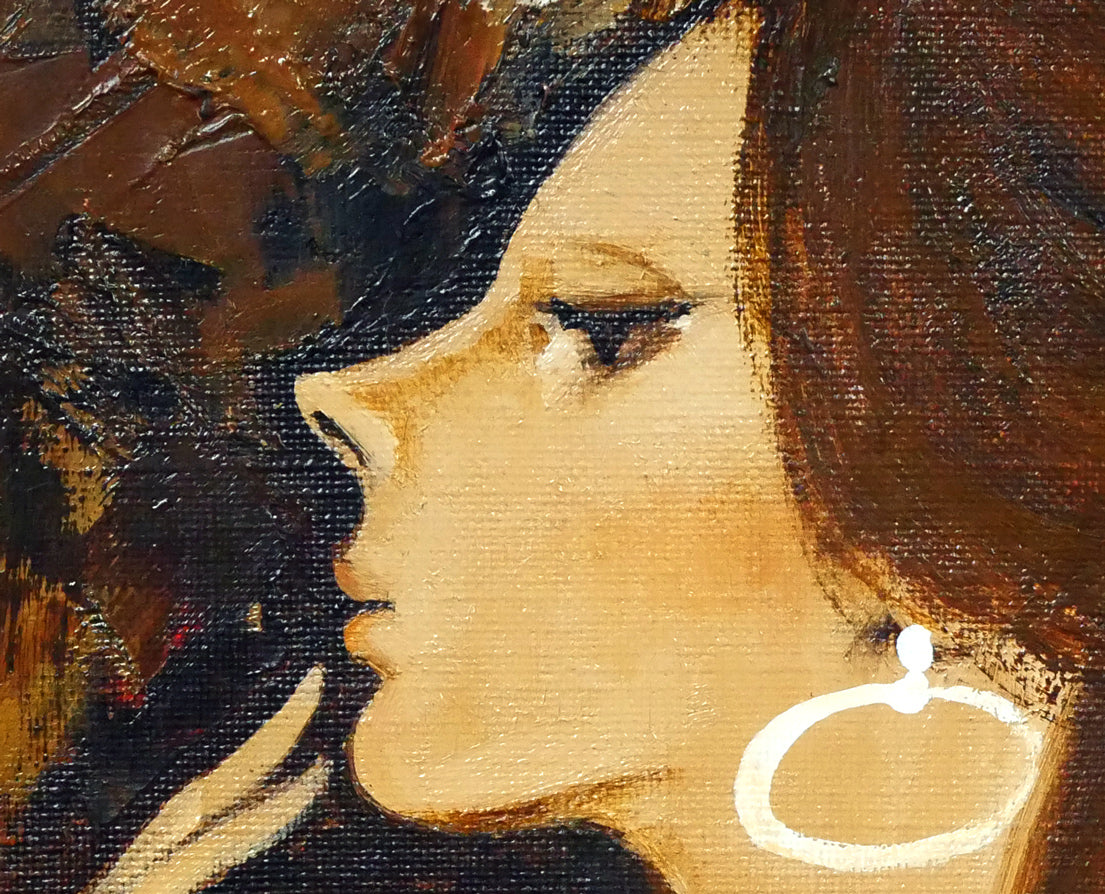 園田郁夫「女性像（赤い服）」油絵・F3号 絵画買取・販売の小竹美術