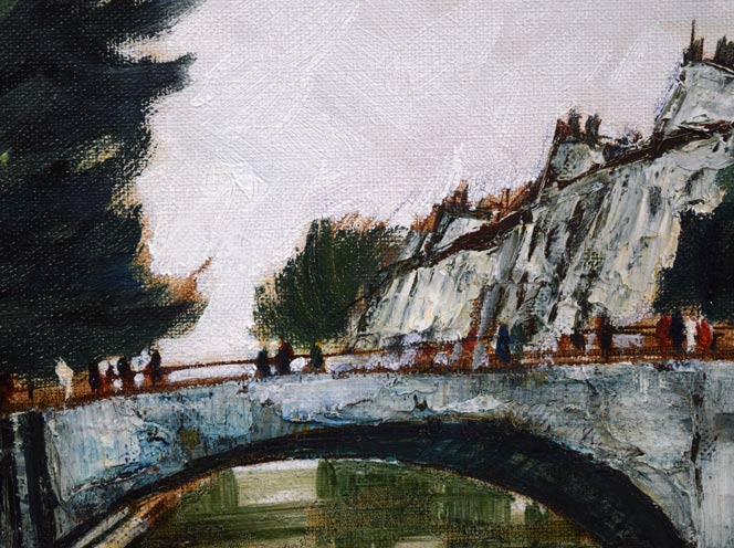 園田郁夫「パリ風景（セーヌ河畔）」油絵・F10号 絵画買取・販売の小竹美術