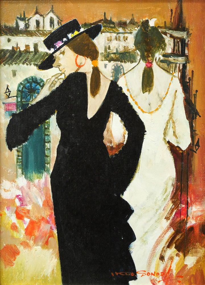 園田郁夫「スペイン紀行」油絵・F4号 絵画買取・販売の小竹美術