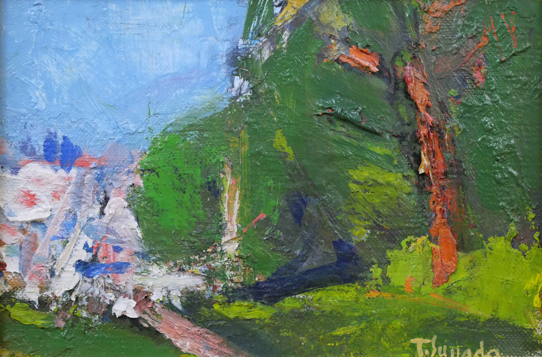 砂田友治「藻岩山麓より南22条の眺め（札幌）」油絵・SM 絵画買取