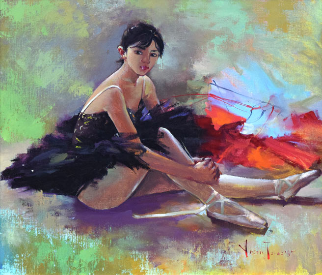 寺井重三「踊り子」油絵・F10号 絵画買取・販売の小竹美術