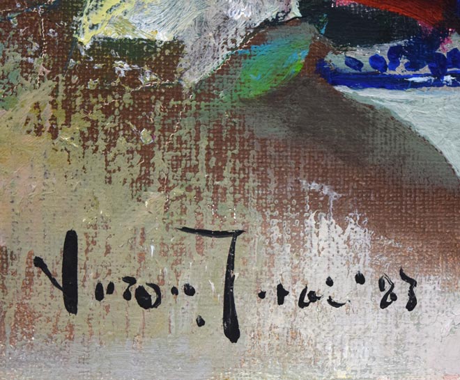 寺井重三「薔薇」油絵・F4号（白銀） 絵画買取・販売の小竹美術