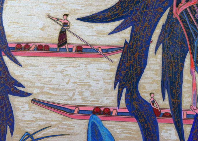 丁紹光「聖なる村」シルクスクリーン版画 絵画買取・販売の小竹美術