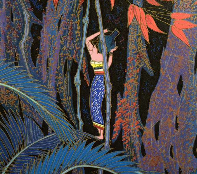 丁紹光「聖なる村」シルクスクリーン版画 絵画買取・販売の小竹美術