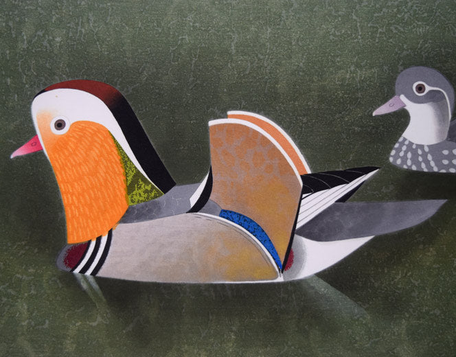 上村松篁「おしどり」木版画 絵画買取・販売の小竹美術