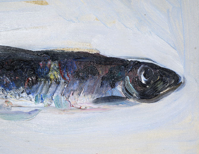 上野山清貢「魚」油絵・F4号 絵画買取・販売の小竹美術