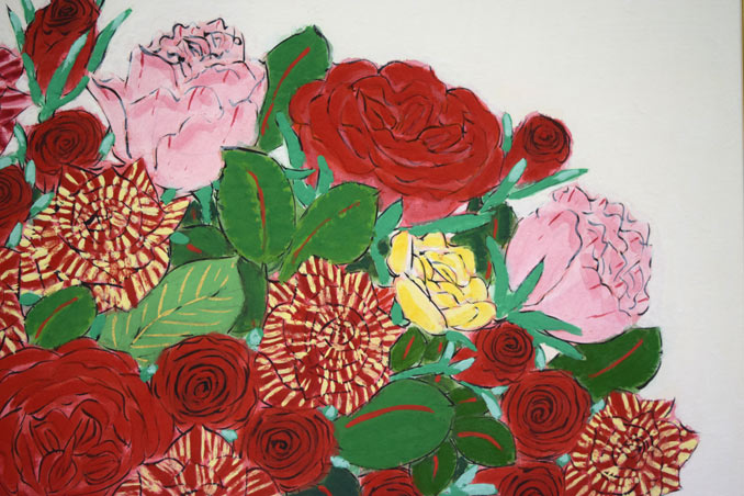 青木乃里子「薔薇」肉筆岩彩画・変形12号 絵画買取・販売の小竹美術