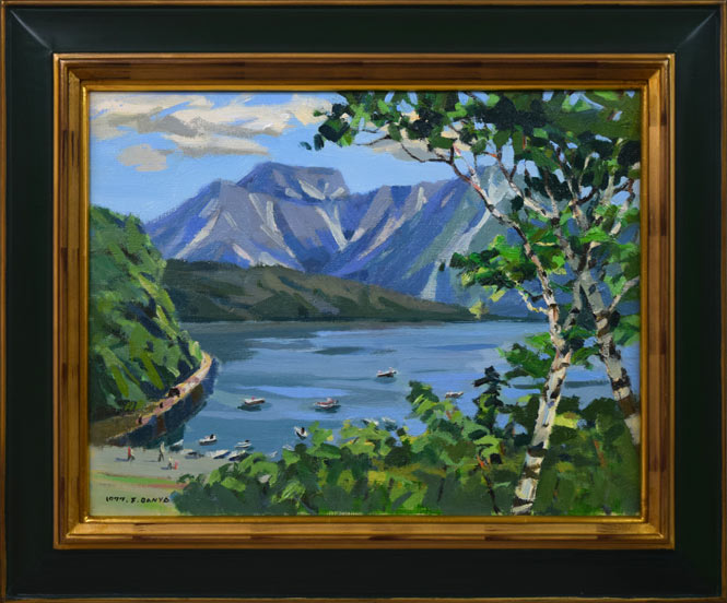 萬谷藤男「岬（北海道風景）」油絵・F6号 絵画買取・販売の小竹美術