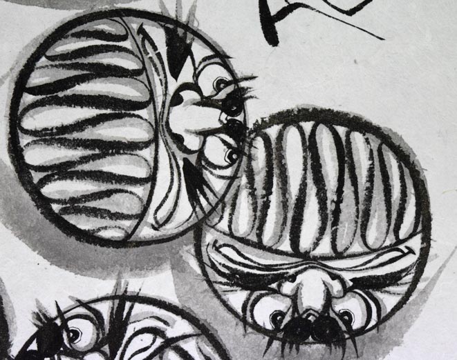 荘眠月（本庄基晃）「七転八起（達磨図）」水墨画・8号 絵画買取・販売