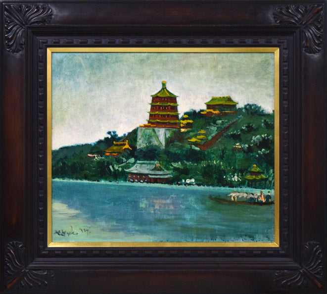 居串佳一「梅咲く農家」油絵・F10号 絵画買取・販売の小竹美術