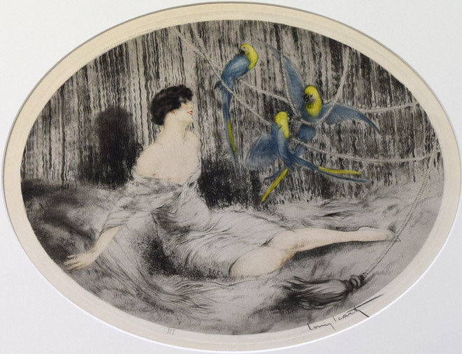 ルイ イカール(Louis Icart)「オウム」銅版画（エッチング） 絵画買取