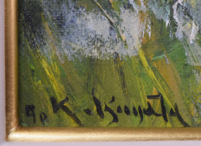 五十畑勝吉「日高種畜牧場」油絵・M6号 絵画買取・販売の小竹美術