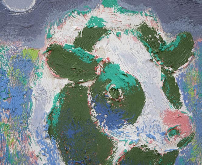 小島真佐吉「霧（牛）」油絵・F6号 絵画買取・販売の小竹美術