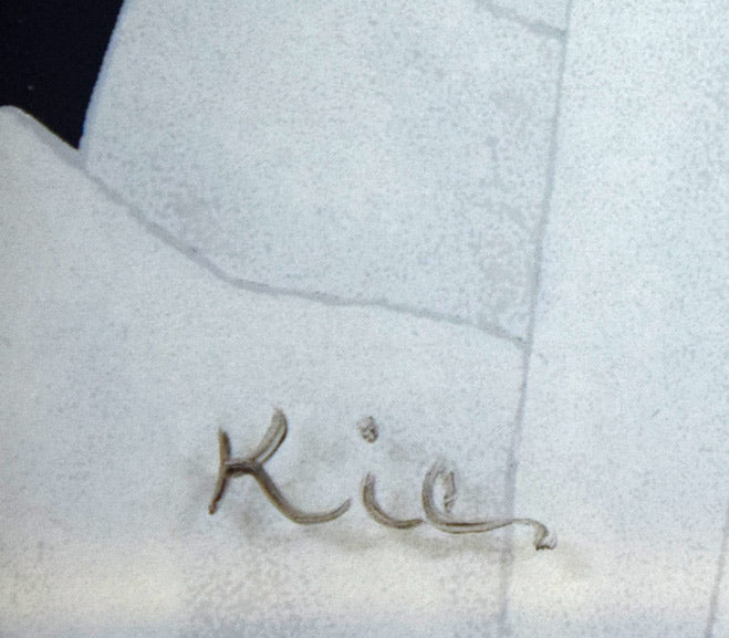 栗原喜依子「花飾りの帽子」ガラス絵版画 絵画買取・販売の小竹美術