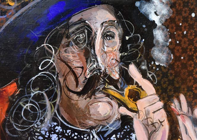 増田誠「ダイスをする王と王妃」油絵・仏F10号 絵画買取・販売の小竹美術