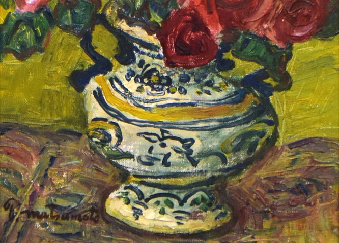 松本富太郎「薔薇」油絵・F4号 絵画買取・販売の小竹美術