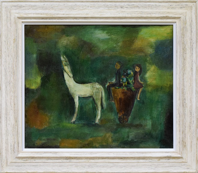 杢田たけを「少女」油絵・F0号 絵画買取・販売の小竹美術