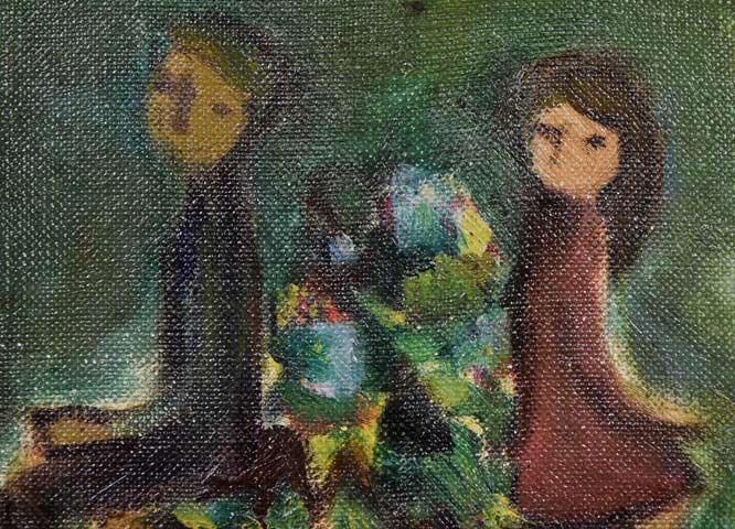 杢田たけを「花馬車」油絵・F8号 絵画買取・販売の小竹美術