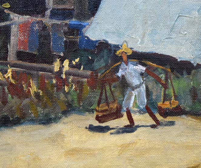 村田丹下「室蘭風景」油絵・P8号 絵画買取・販売の小竹美術