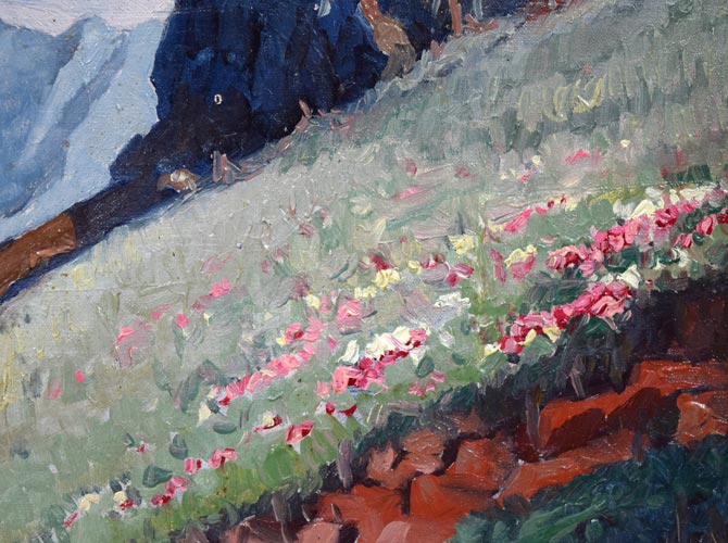 村田丹下「大雪山黒岳」油絵・P8号 絵画買取・販売の小竹美術