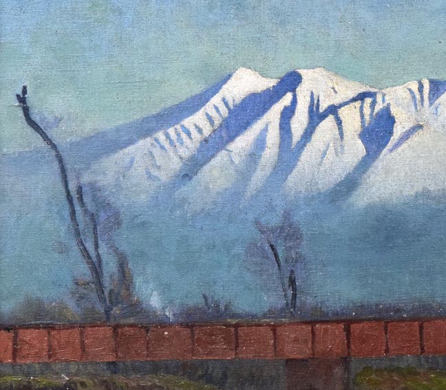 村田丹下「大雪山」油絵・P8号 絵画買取・販売の小竹美術