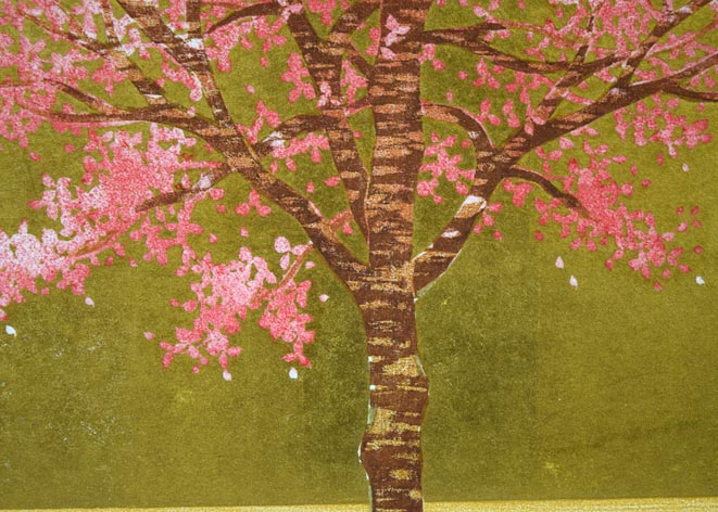 並木一「花みず木-1」木版画 絵画買取・販売の小竹美術