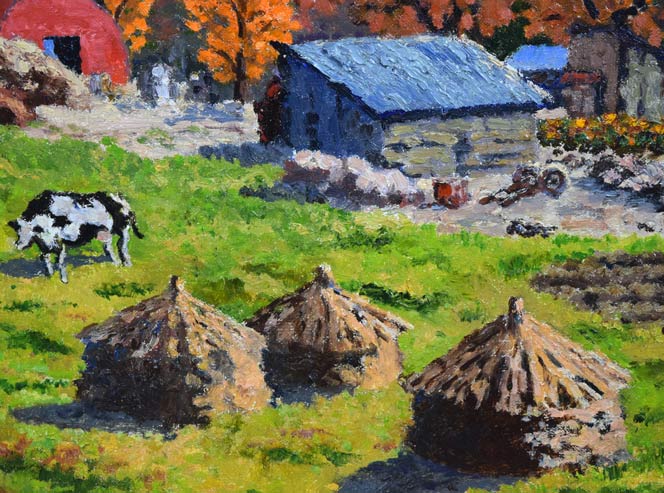 大塚武「牛のいる牧場風景」油絵・F10号 絵画買取・販売の小竹美術