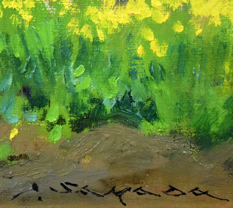 佐間田敏夫「戸隠高原の春（長野県戸隠村）」油絵・F10号 絵画買取