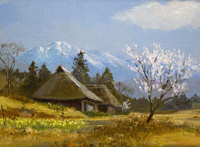 佐間田敏夫「八ヶ岳の春」油絵・F4号 絵画買取・販売の小竹美術