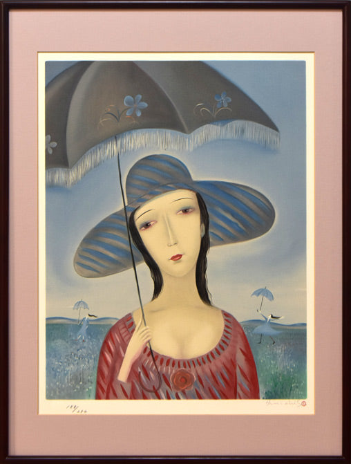 斎藤真一「門付〔かどづけ〕（ 越後瞽女〔ごぜ〕日記より）」油絵・F0