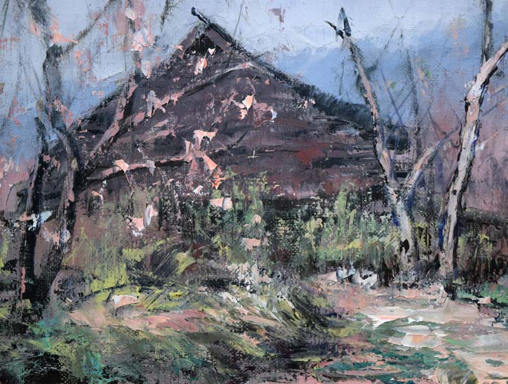 佐藤あつ子「杏花」油絵・F4号 絵画買取・販売の小竹美術