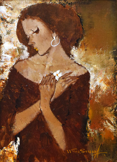 園田郁夫「想い」油絵・F4号 絵画買取・販売の小竹美術