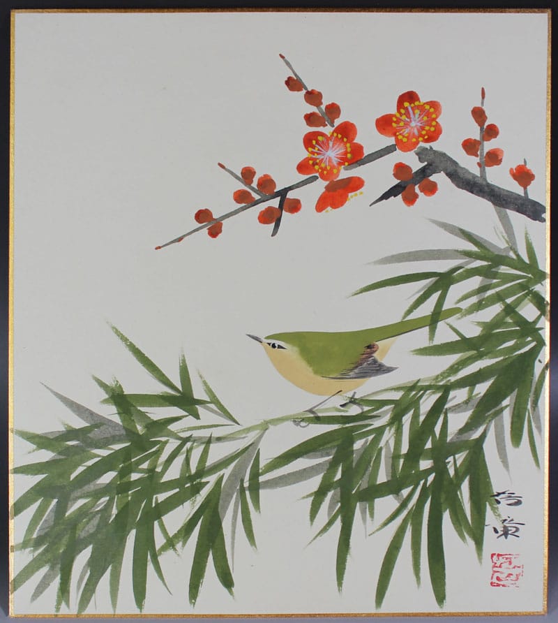 梅に鴬（色紙）｜新・古美術 高美堂（こうびどう）｜掛軸販売・通販