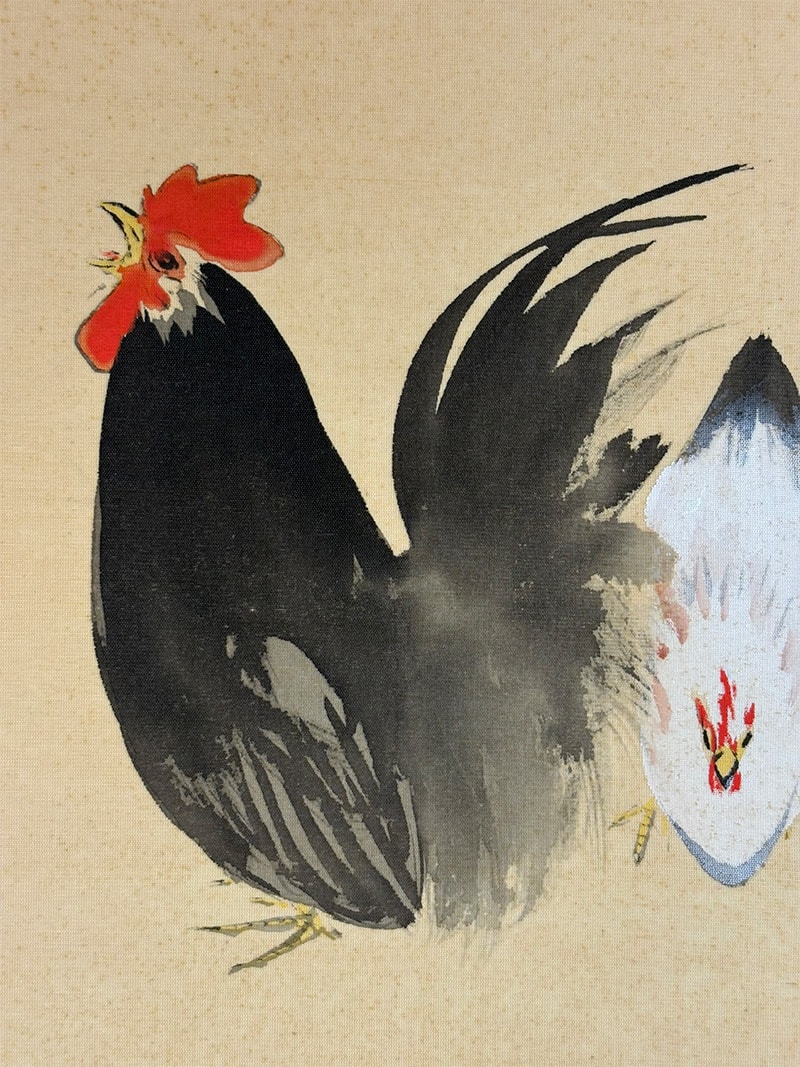 双鶏｜色紙｜新・古美術 高美堂（こうびどう）｜掛軸販売・通販・買取