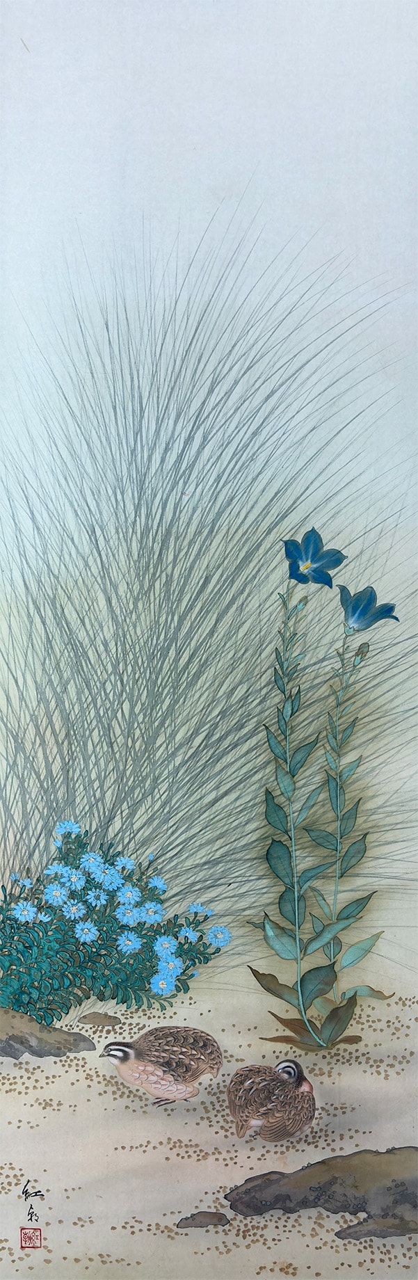 野菊と鶉｜新・古美術 高美堂（こうびどう）｜掛軸販売・通販・買取