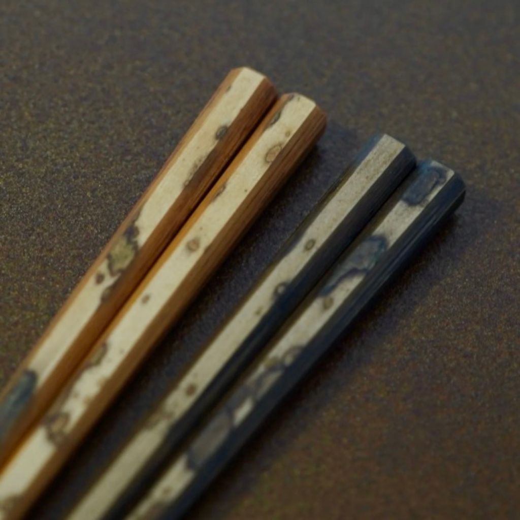 京都 清水銘竹 箸 図面竹 八角拭漆 ペア – 漆器 高翆