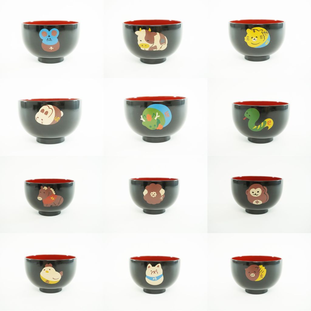 越前 干支汁椀 黒 – 漆器 高翆