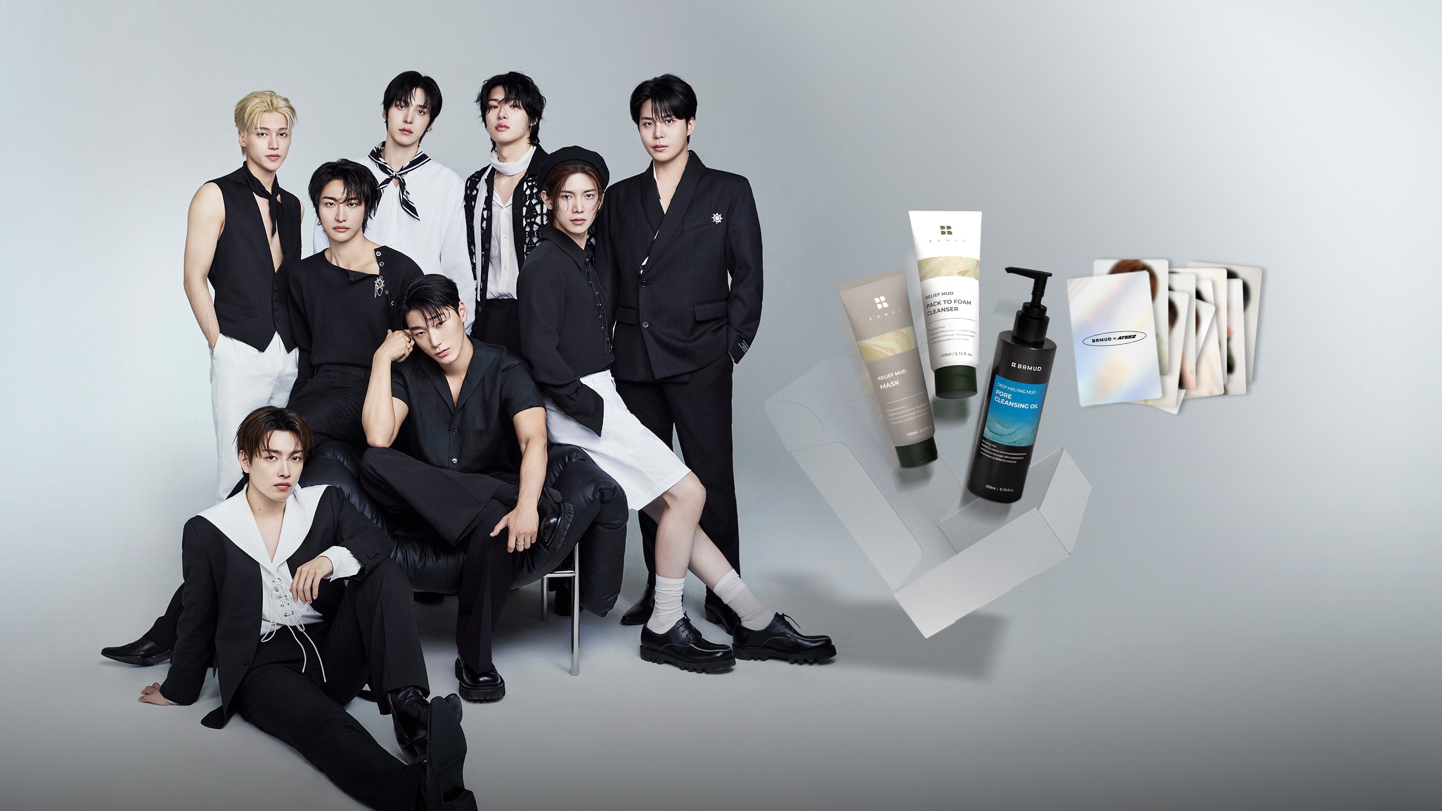 ATEEZ x BRMUD - Ateez Cleanz Mud Care 3 Types + Photocard Set