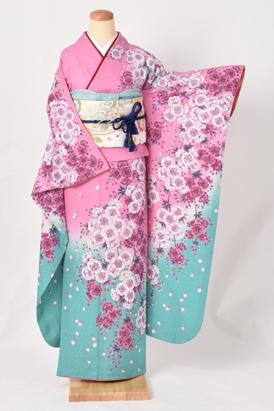 振袖[ピンク・しだれ桜]｜着物レンタルあき (来店着付け無料・全国配送