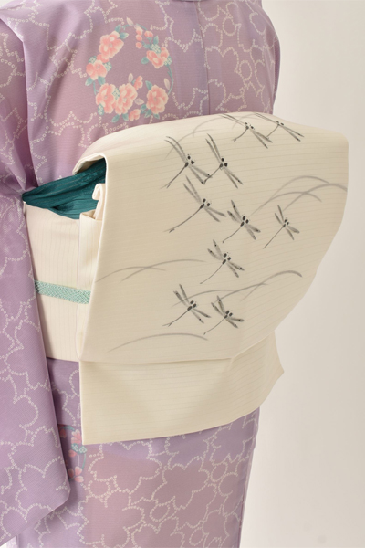 夏物_小紋〈藤色・桜柄〉｜着物レンタルあき (来店着付け無料・全国