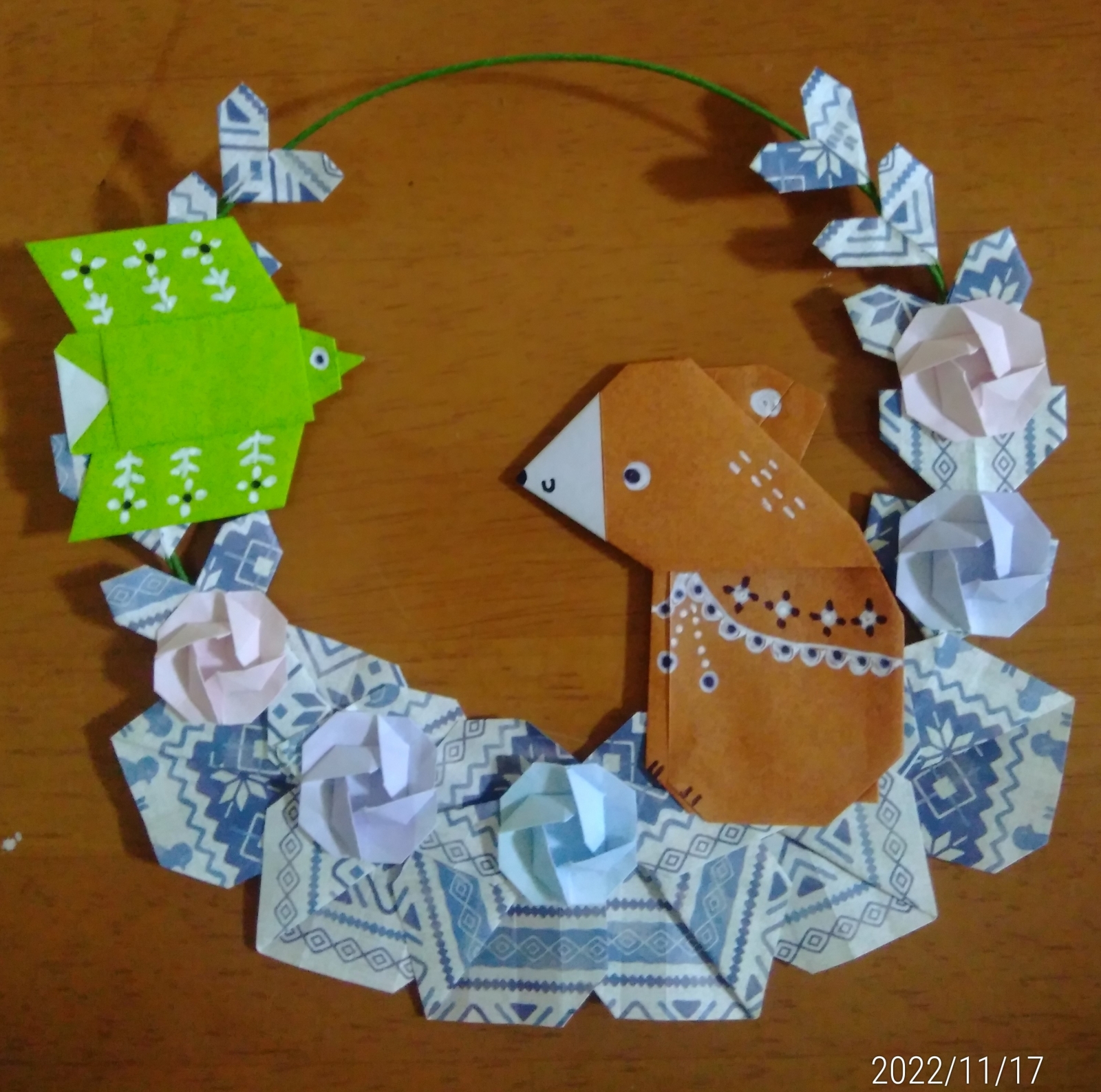 折り紙リース連投！！今度はクマさん2種