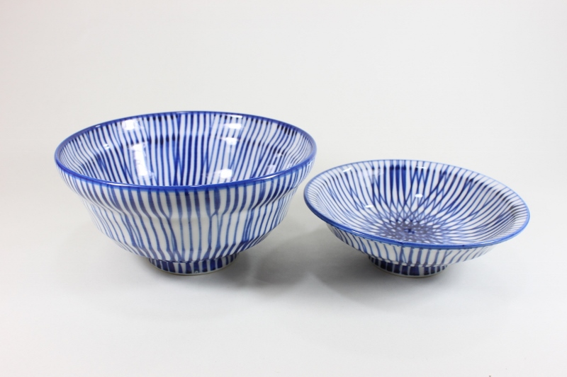 ふた付き丼 千本とくさ Lunch bowl with a lid/blue straw/Aichi pref