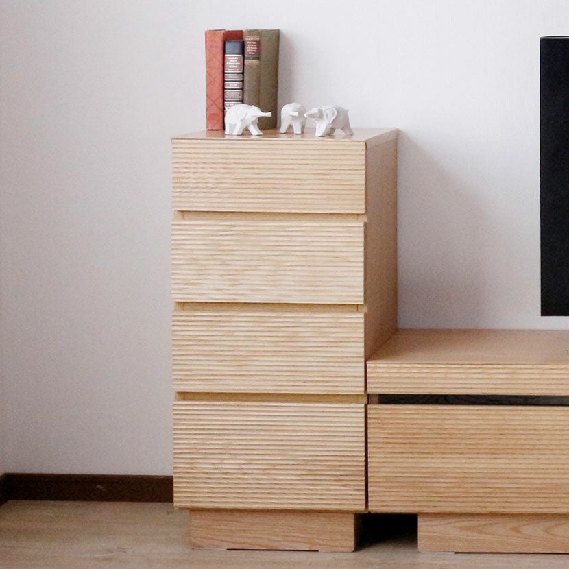 幅40cm 4段 サイドチェスト 木製 天然木 無垢 引き出し 収納 チェスト