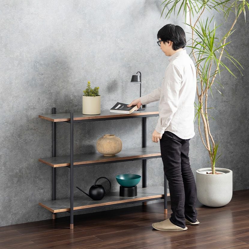 幅120cm オープンラック ラグナー 3段 収納 棚 メラミン